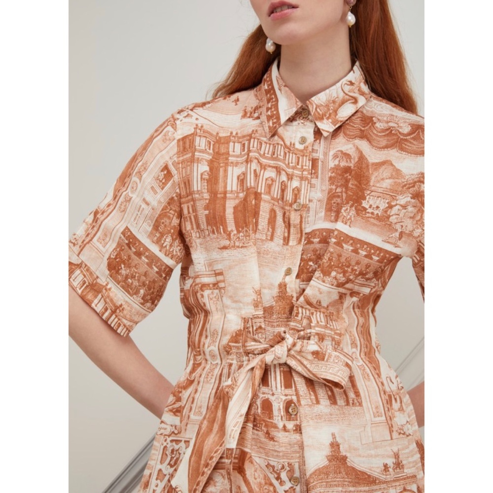 Acne Studio Linen Print Buttoned Shirt Dress M - Picture 4 of 16